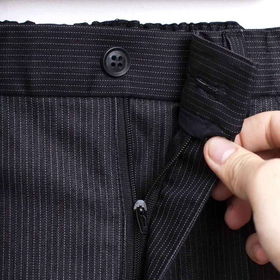 Stretching Striped Black Cotton Dress Pants Stretching Striped Black Cotton Dress Pants