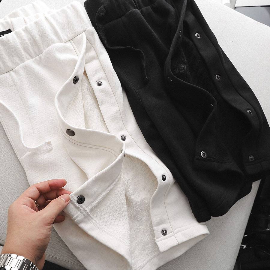 Side Split Buttons French Terry Shorts Side Split Buttons French Terry Shorts