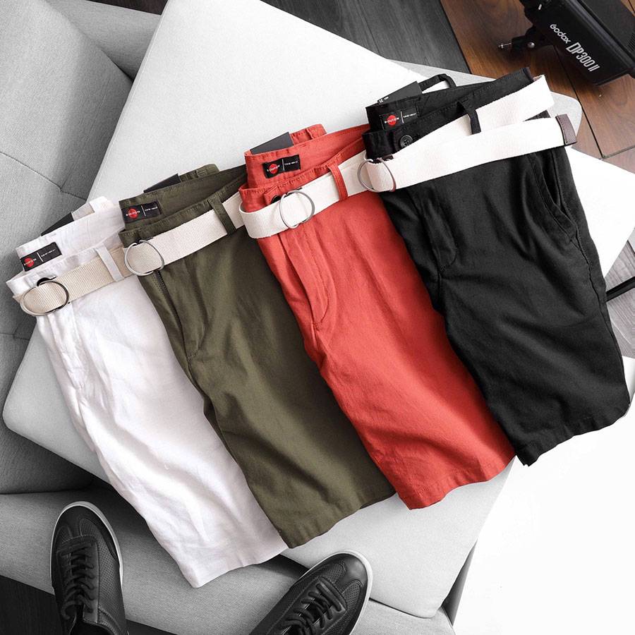 White Belt Waist Linen Shorts White Belt Waist Linen Shorts