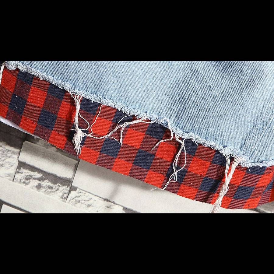 Mix Red Flannel Blue Denim Jacket Mix Red Flannel Blue Denim Jacket