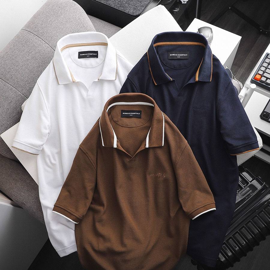 Highlight Collar White Cotton Polo Highlight Collar White Cotton Polo