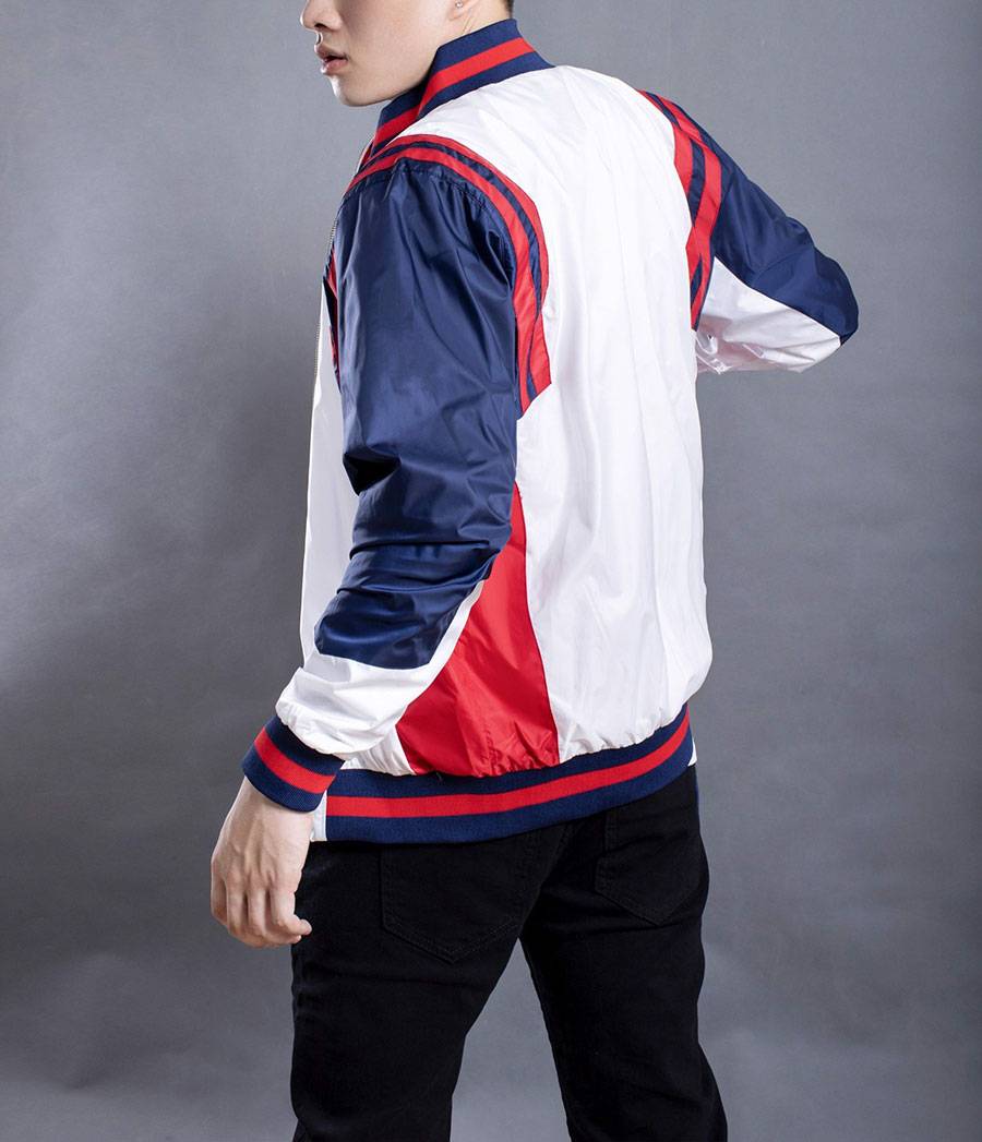 Sporty Stripe White Bomber Jacket Sporty Stripe White Bomber Jacket