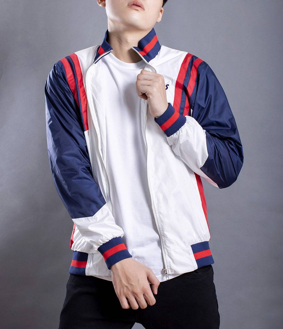 Sporty Stripe White Bomber Jacket Sporty Stripe White Bomber Jacket