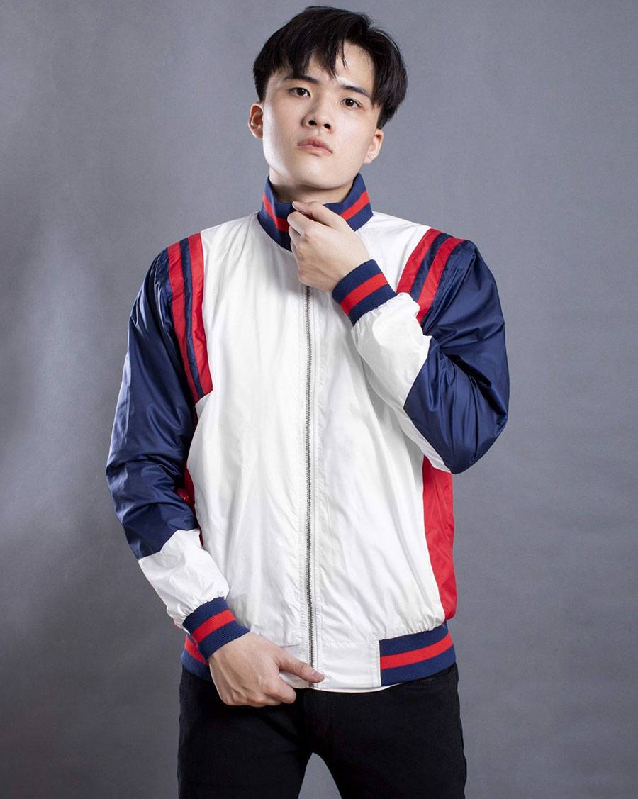 Sporty Stripe White Bomber Jacket Sporty Stripe White Bomber Jacket