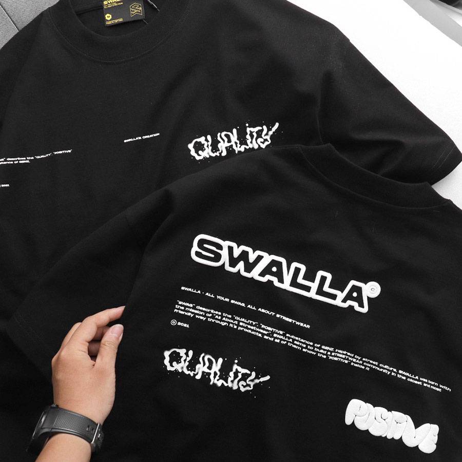 SWALLA Oversized Black Cotton T-Shirt SWALLA Oversized Black Cotton T-Shirt