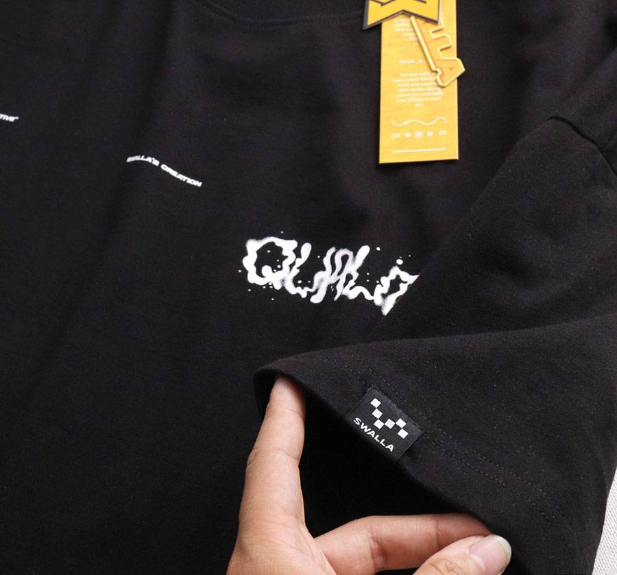 SWALLA Oversized Black Cotton T-Shirt SWALLA Oversized Black Cotton T-Shirt