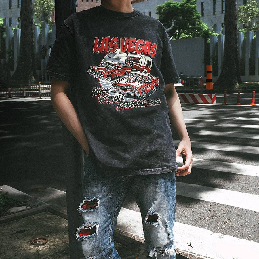 Las Vegas Regular Gray Cotton T-Shirt Las Vegas Regular Gray Cotton T-Shirt