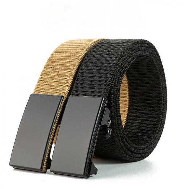 Black Strap Black Buckle Canvas Belt