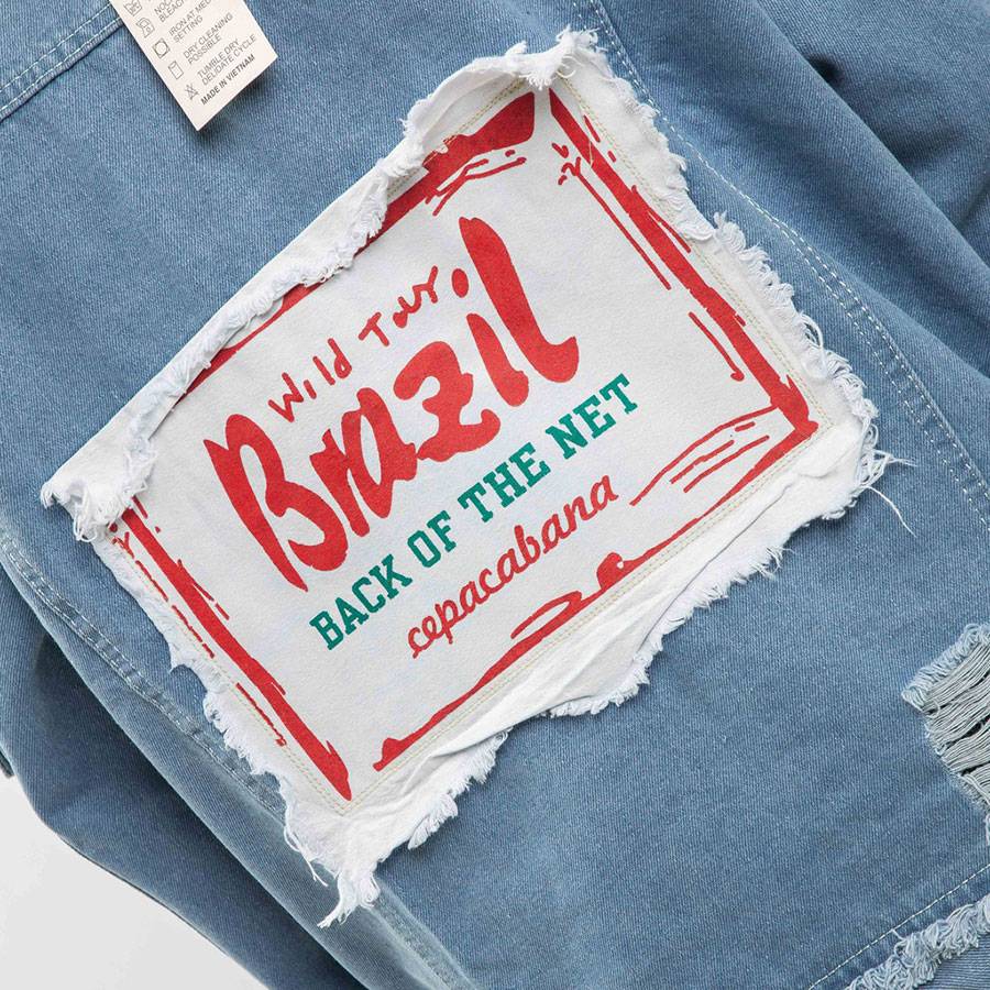 Ripped Brazil Back Jeans Jacket Ripped Brazil Back Jeans Jacket