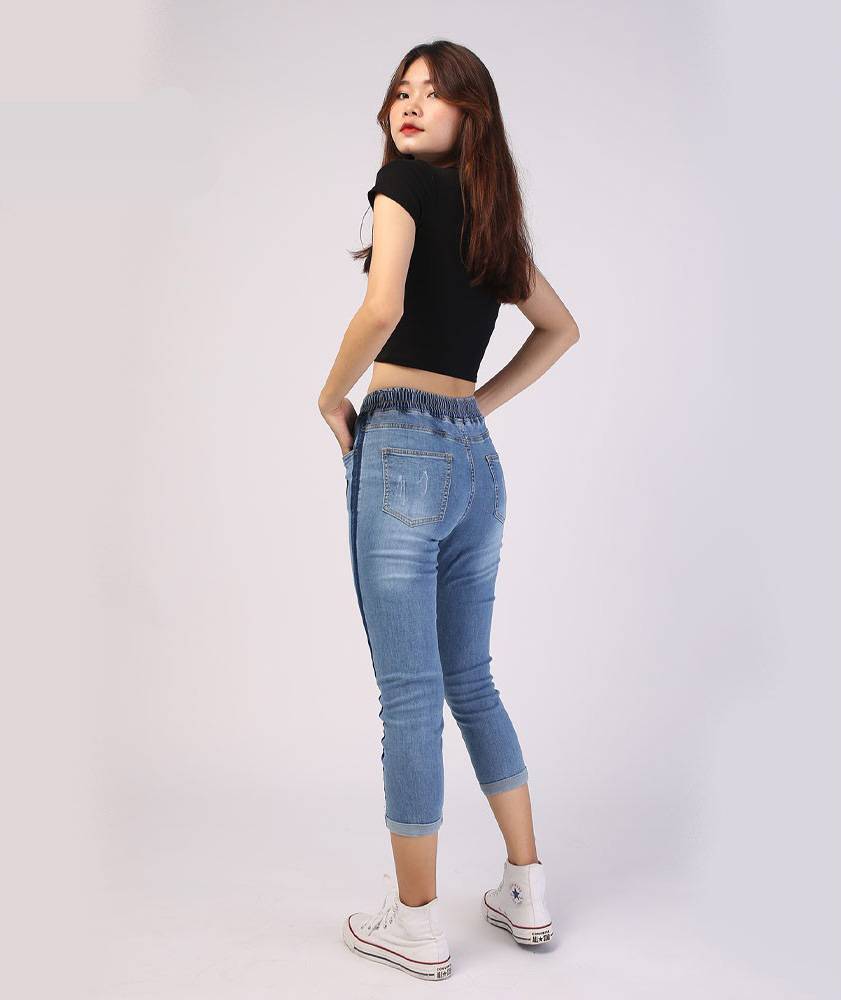 Elastic Waist UK Blue Denim Joggers Elastic Waist UK Blue Denim Joggers