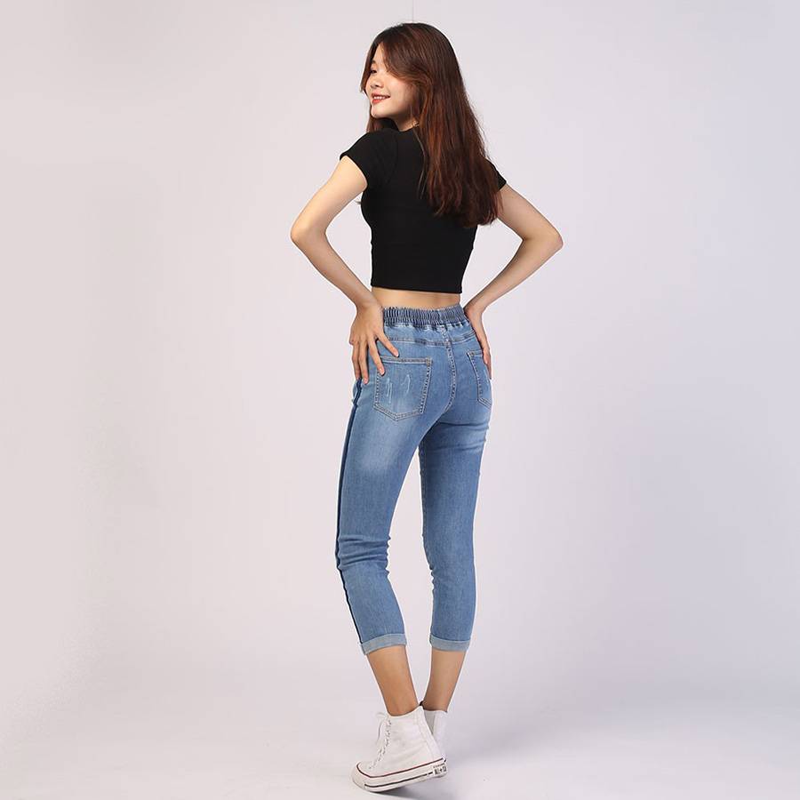 Elastic Waist UK Blue Denim Joggers Elastic Waist UK Blue Denim Joggers
