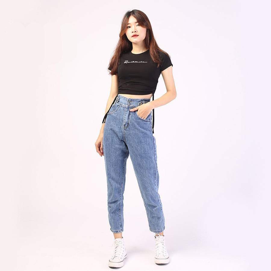 High Rise Blue Denim Baggy Pants High Rise Blue Denim Baggy Pants