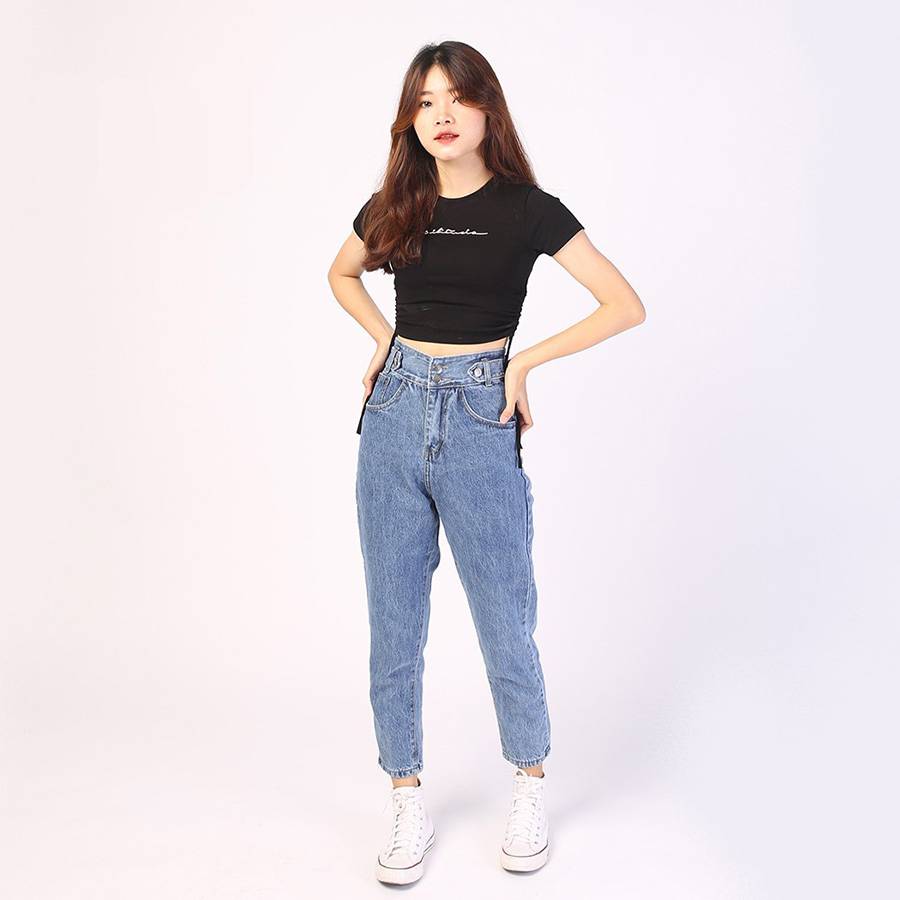 High Rise Blue Denim Baggy Pants High Rise Blue Denim Baggy Pants