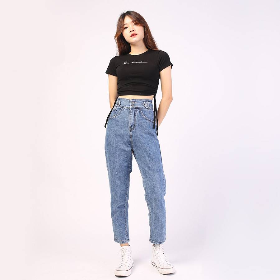 High Rise Blue Denim Baggy Pants High Rise Blue Denim Baggy Pants