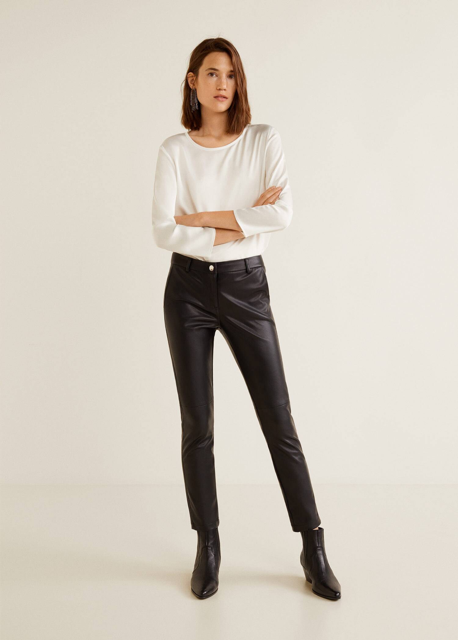 Long Sleeve White Satin Front Spandex Back T-Shirt Long Sleeve White Satin Front Spandex Back T-Shirt